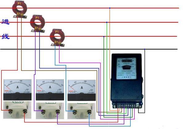 电流互感器.电流表.电度表如何连接